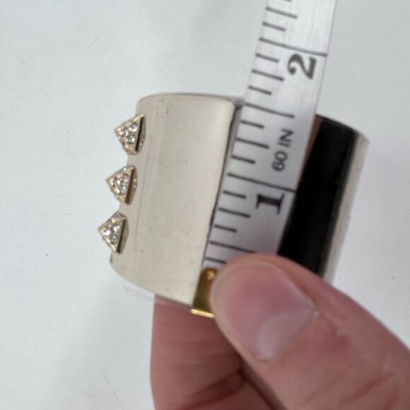 Victoria's Secret Scandalous Hinged Gold Tone Rhinestone Cuff Bangle Bracelet - Picture 6 of 11